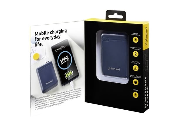 Intenso XS10000 - Strømbank - 10000 mAh - 3.1 A - 2 utgangskontakter (USB, USB-C) - blå