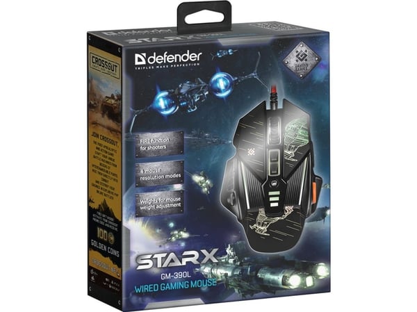Defender GM-390L, Oikeakätinen, Optinen, USB A-tyyppi, 3200 DPI, Musta