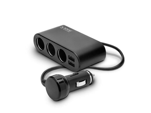 SAVIO SA-024 - Strømadapter for bil - 120 Watt - 3,1 A - 5 utgangskontakter (2 x USB, 3 x sigarettenner) - svart
