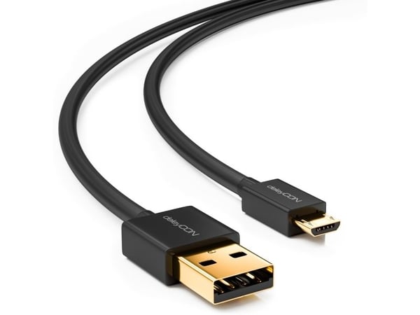 deleyCON MK2299, 1,5 m, USB A, Micro-USB B, USB 2.0, 0,48 Gbit/s, Sort
