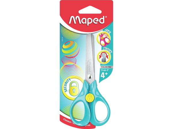 Maped 473110, Barn, Rett klippet, Enkel, Rustfritt stål, Turkis, Gul, Rustfritt stål, Kunst- og håndverkssaks