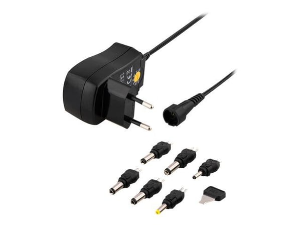 DELTACO PSR-06A - Strømadapter - AC 110-230 V - 7.2 watt - svart