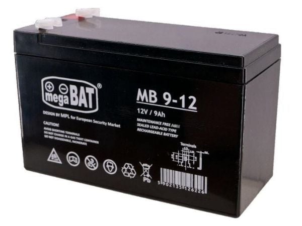 MegaBat MB 9-12, Forseglet blysyre (VRLA), 12 V, 5 stykker, Sort, 9 Ah, 2,2 kg