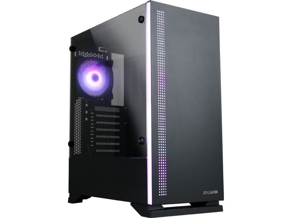 Zalman S5 Black, Midi Tower, PC, Sort, ATX, Micro ATX, Mini-ITX, Plast, Stål, Herdet glass, Blå, Grønn, Rød