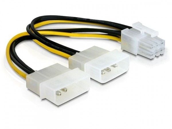 Delock - Strømkabel - 6 pin PCIe-strøm (hun) til 4-PIN intern strøm (han) - 15 cm