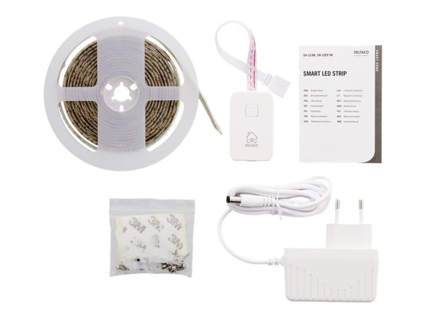 DELTACO SMART HOME - Ljusslinga - LED - 24 W - klass G - RGB/varmt till kallt vitt ljus - 2700-6500 K - 3 m - vit