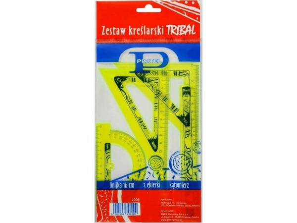 Pratel tegnesett med trykk og linjal 16 cm PRATEL