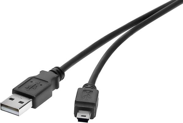 Renkforce RF-4455804, 0,15 m, USB A, Mini-USB B, USB 2.0, Svart
