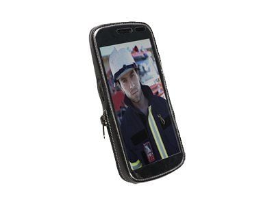 Krusell Classic - Eske for mobiltelefon - lær - grå, svart - for Samsung Galaxy Nexus
