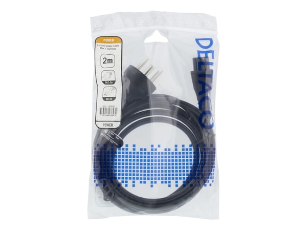 DELTACO Power cable, 2m, DK 2-5a to IEC C5, 2,4A, grounded, black