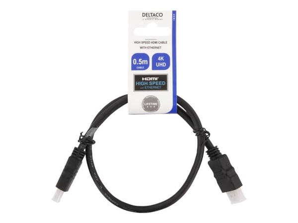 DELTACO - HDMI-kabel - HDMI hann til HDMI hann - 50 cm - svart