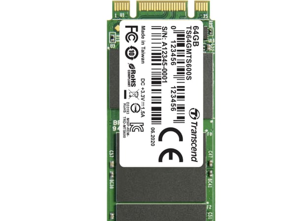 Transcend MTS600S - Solid state drive - 64 GB - intern - M.2 2260 - SATA 6Gb/s