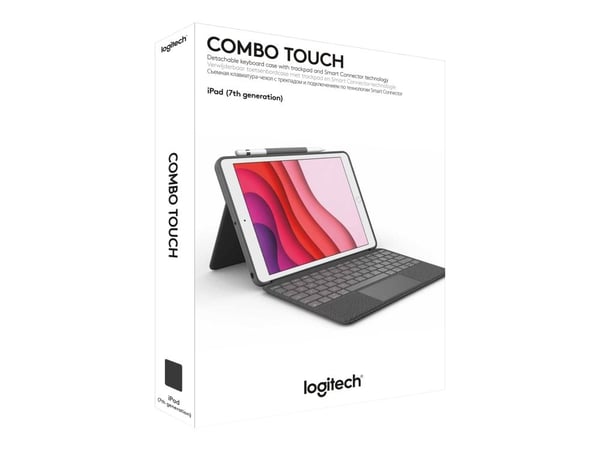 Logitech Combo Touch - Tangentbord och foliefodral - med pekdyna - bakgrundsbelyst - Apple Smart connector - QWERTY - brittisk - grafit - för Apple...