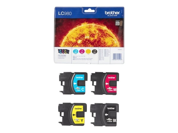 Brother LC980VALBP, Musta, Syaani, Magenta, Keltainen, 4 kpl, 300 sivua, 260 sivua, Monipakkaus