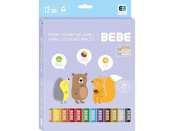 Noster triangelformade Jumbo-ritpennor 12 färger BB Pastel