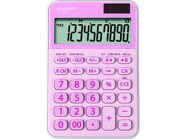 Sharp EL-M335, Desktop, Grunnleggende, 10 sifre, Batteri/Solcelle, Rosa
