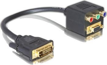 Delock - VGA-adapter - DVI-I (hann) til HD-15 (VGA), RCA (hunn) - 20 cm