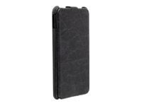 Krusell Tumba Slimcover - Beskyttende deksel for mobiltelefon - lær - årgangssvart - for HTC One