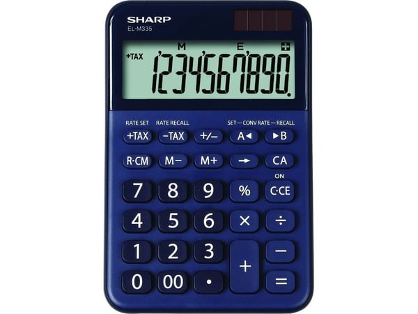 Sharp EL-M335, Työpöytä, Perus, 10 lukua, Akku/Aurinko, Sininen