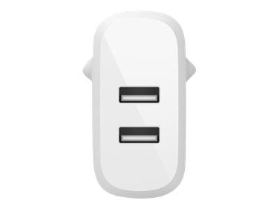 Belkin BoostCharge - Strømadapter - 24 watt - 2 utgangskontakter (USB) - hvit