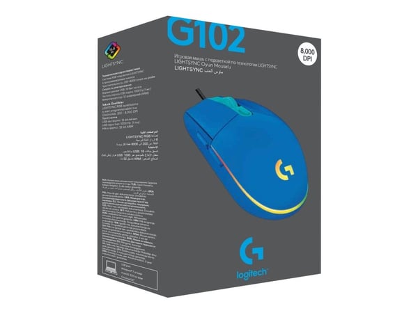 Logitech Gaming Mouse G102 LIGHTSYNC - Mus - høyrehendt - optisk - 6 knapper - kablet - USB - blå
