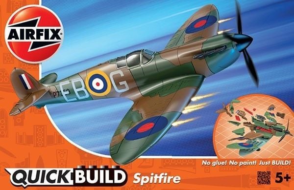 Airfix Spitfire, Flymodell med fastvinge, Monteringssett, Spitfire, 34 stykker, Militært luftfartøy, Grønn