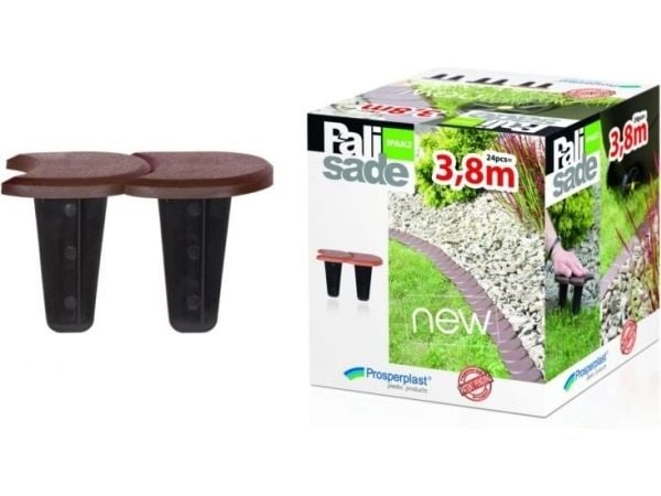 PROSPERPLAST hagegjerde palisade, flat, 2 brune, 3,8 m