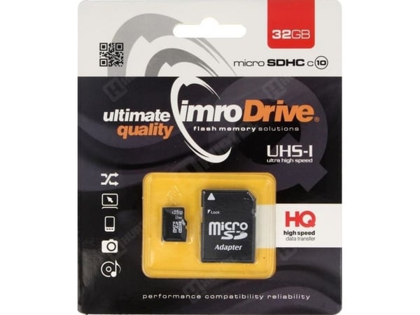 IMRO 10/32G UHS-I ADP, 32 GB, MicroSDHC, Klass 10, UHS-I, 82 MB/s, 21 MB/s