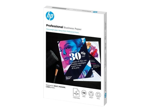 HP Professional Glossy Paper - Blank - A4 (210 x 297 mm) - 180 g/m² - 150 ark fotopapir - for Deskjet 15XX, Ink Advantage 27XX; Officejet 80XX, 901...