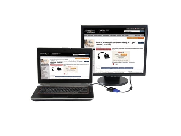 Startech - Video adapter - HDMI hann til HD-15 (VGA) hunn - 24.5 cm - svart - 1080p-støtte, aktiv - for P/N: DK30C2DPEPUE, DK30C2DPPDUE, DK31C3HDPD...