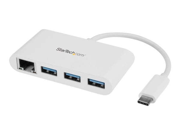 StarTech.com 3 Port USB C Hub w/ Gigabit Ethernet - USB Type C to 3 x USB-A - Multi Port USB 3.0 Hub for MacBook Pro (HB30C3A1GEA) - Hub - 3 x Supe...