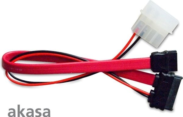 Akasa - SATA-kabel - Slimline SATA (hunn) til SATA, 4-pins intern strøm (5V) - 20 cm