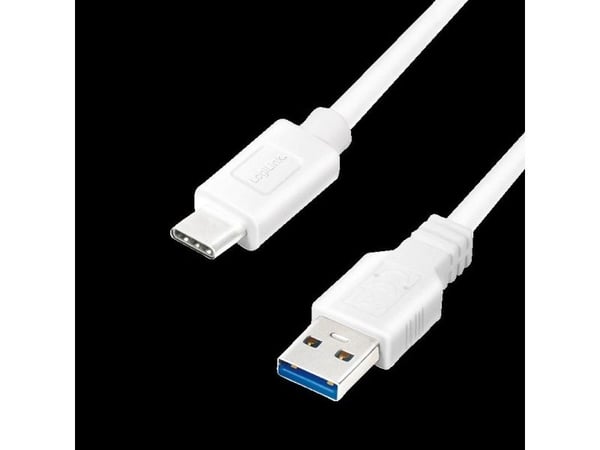 LogiLink CU0177, 3 m, USB A, USB C, USB 3.2 Gen 2 (3.1 Gen 2), 5000 Mbit/s, Valkoinen