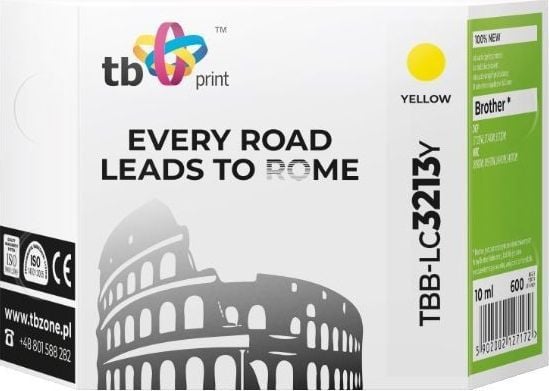 TB Print TBB-LC3213Y, 10 ml, 600 sider, 1 stykker, Enkeltpakke