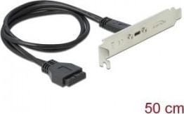 Delock Slot bracket - USB-panel - 19-pins USB 3.0-plugg (hunn) til USB-C (hunn) - 5 V - 900 mA - 50 cm - svart