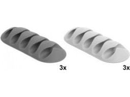 Delock with 5 feed-throughs - Kabelhållarsats - bordsmonterbar, bordsmontering, väggmontering - grå, vit