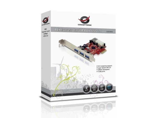 Conceptronic C4USB3EXI - USB-adapter - PCIe - 4 porter