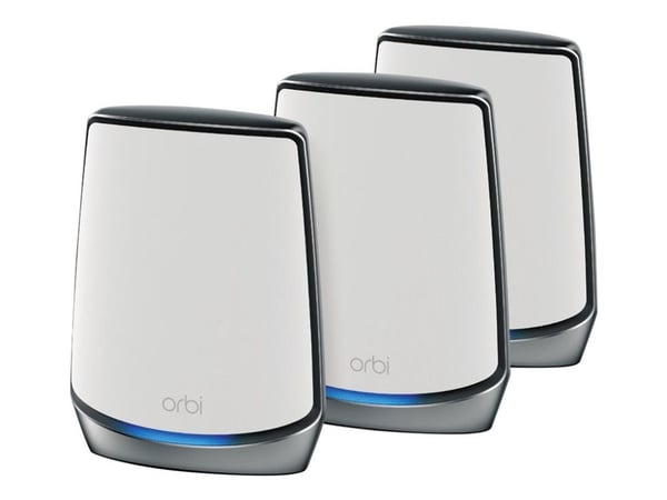 NETGEAR Orbi RBK853 - Wi-Fi-system - (ruter, 2 utvidere) - maske 1GbE, 2.5GbE - Wi-Fi 5, Wi-Fi 6 - Tri-Band