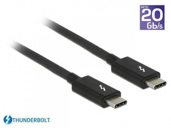 Delock - Thunderbolt-kabel - USB-C (hann) til USB-C (hann) - USB 3.1 Gen 1 / Thunderbolt 3 / DisplayPort 1.2a - 20 V - 3 A - 2 m - 4K-støtte - svart