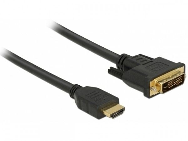 Delock - Adapterkabel - DVI-D hann til HDMI hann - 2 m - trippel beskyttelse - svart - tommelskruer