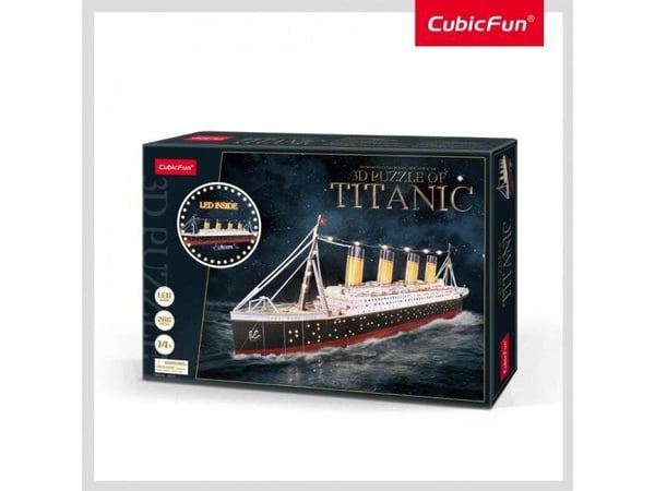 CubicFun Titanic 3D-palapeli LED-valolla, 266 palaa