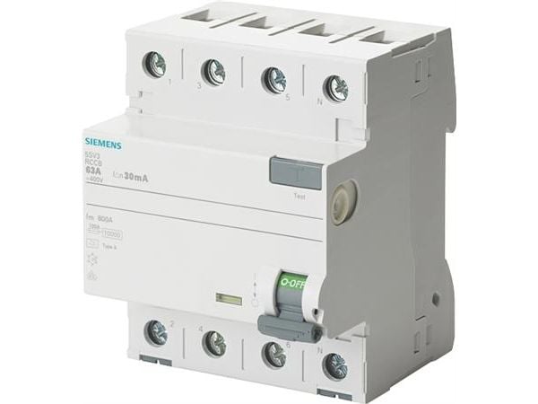 Siemens 5SV33446KK01 FI-säkerhetsbrytare A 4-polig 40 A 0,03 A 400 V