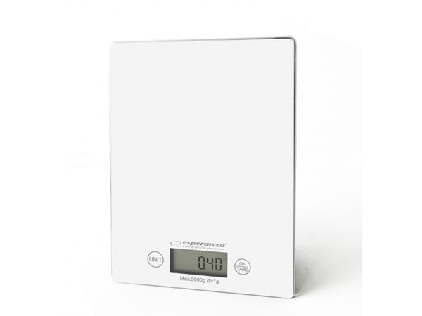 Esperanza EKS002W, Sähkökeittiövaaka, 5 kg, 1 g, Valkoinen, Pöytämalli, Suorakulmio