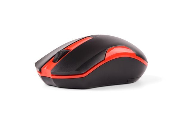 A4Tech G3-200N, Ambidekstriøs, Optisk, RF kabel-fri, 1000 DPI, Sort, Rød