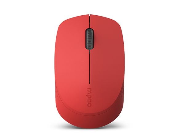 Rapoo M100 Silent - Mus - ergonomisk - optisk - 3 knapper - trådløs - 2.4 GHz, Bluetooth 4.0, Bluetooth 3.0 - USB trådløs mottaker - rød