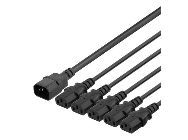 DELTACO - Strömdelare - IEC 60320 C14 till power IEC 60320 C13 - 250 V - 10 A - 3 m - svart