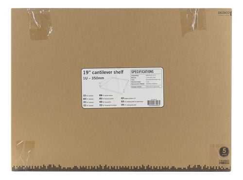 DELTACO - Rack-hylle - 381 mm deep, max 8 kg - svart RAL9004 - 1U - 19"