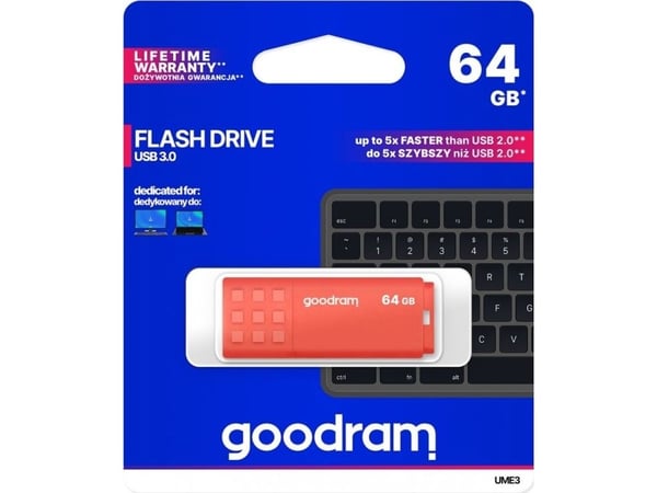 GOODRAM UME3 - USB flash-enhet - 64 GB - USB 3.0 - orange