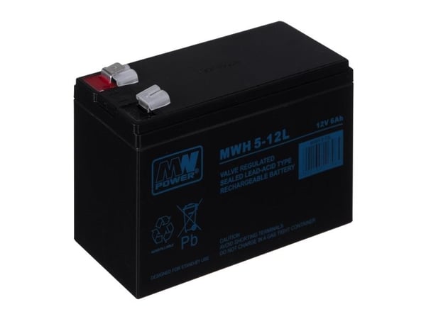 MPL MW POWER MWH UPS-batteri 5-12L blysyre VRLA AGM vedlikeholdsfritt 12 V 6 Ah sort