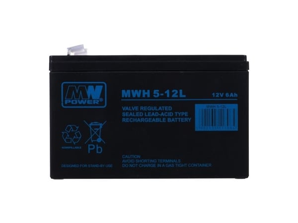 MPL MW POWER MWH UPS-batteri 5-12L blysyre VRLA AGM vedlikeholdsfritt 12 V 6 Ah sort